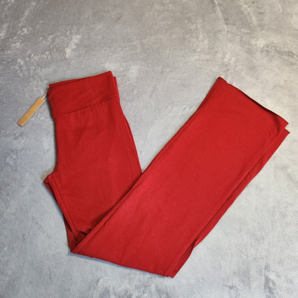 New L SKIMS Cotton Jersey Foldover Pant Brick Red Large Rare Limited Pants NWT